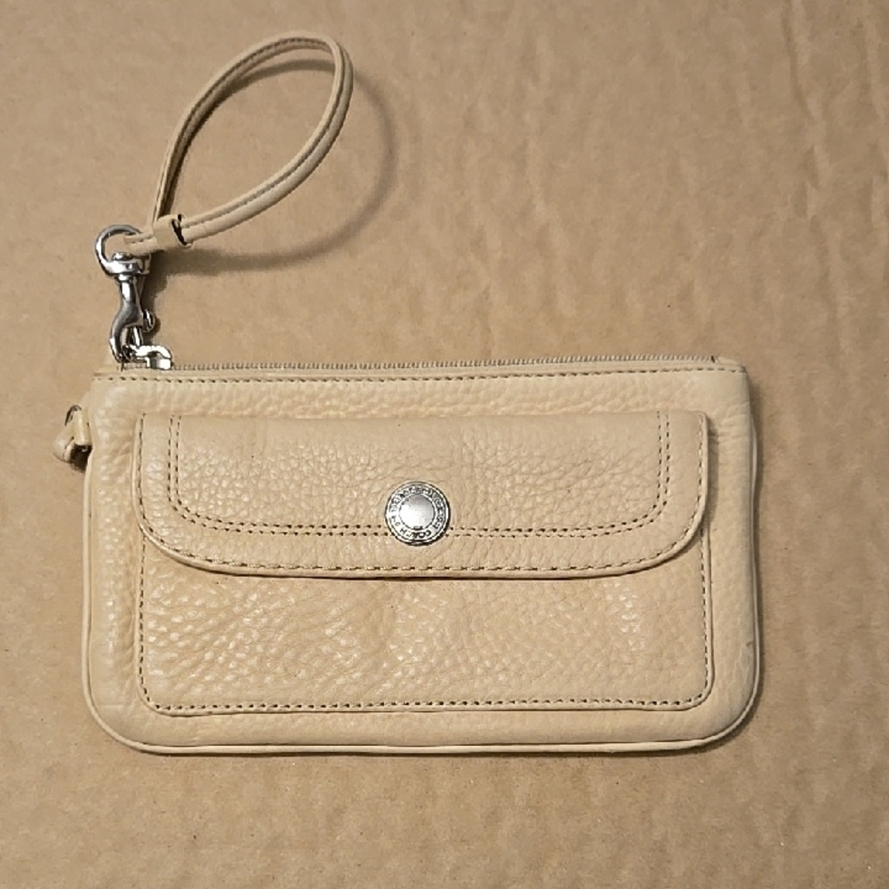 Coach Cream Leather Wristlet